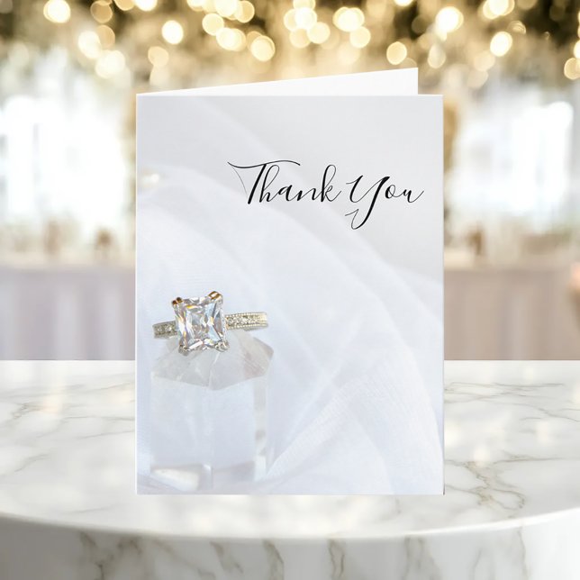 Carte De Remerciements Diamond Ring and Pillar Crystal Wedding Thank You (Créateur téléchargé)
