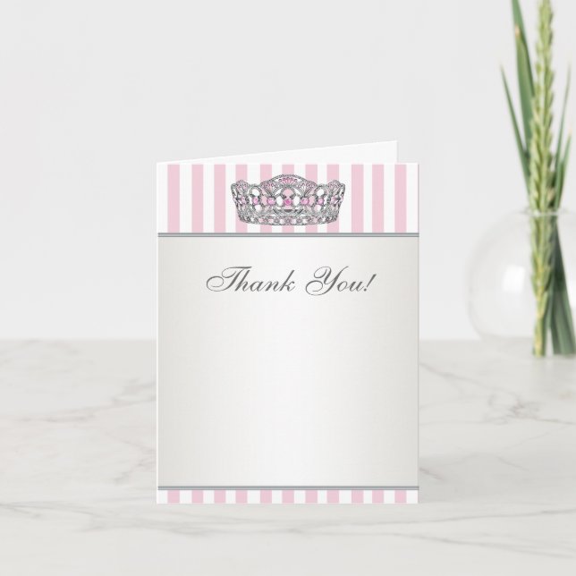 Carte De Remerciements Diamond Tiara Silver Pink Princess Thank You (Devant)