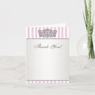 Carte De Remerciements Diamond Tiara Silver Pink Princess Thank You