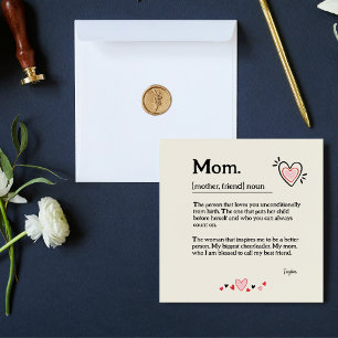 Carte De Remerciements Dictionnaire de maman de coeur mignonne Fête des m