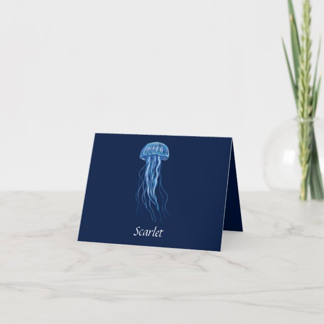 Carte de remerciements d'illustration de méduse bl (Devant)