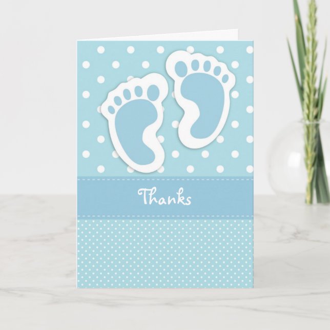 Carte de remerciements d'impression Blue Baby Foot (Devant)