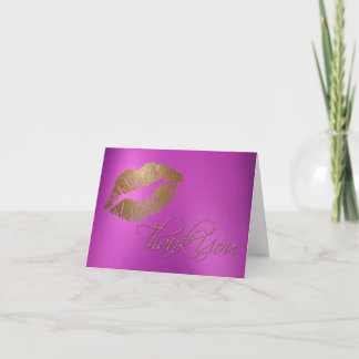 Carte de remerciements d'impression Girl Gold Lip