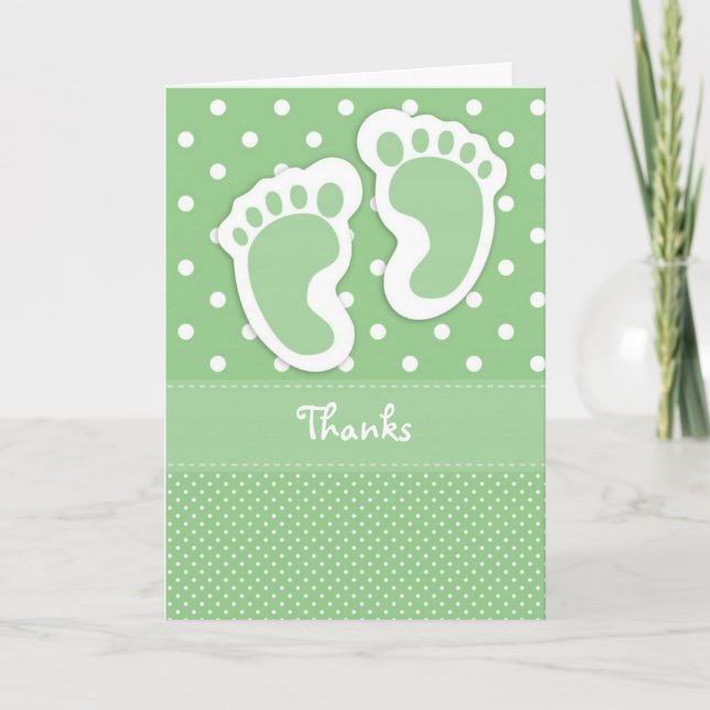 Carte de remerciements d'impression Green Baby Foo (Devant)