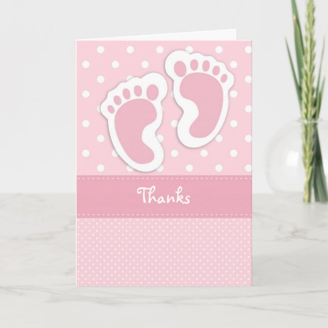 Carte de remerciements d'impression Pink Baby Foot (Devant)