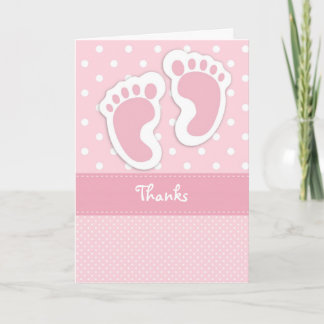 Carte de remerciements d'impression Pink Baby Foot