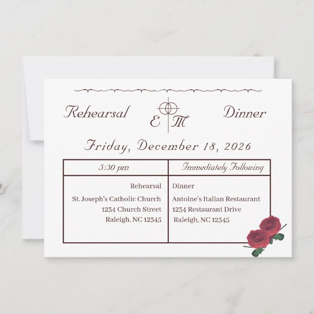 Carte De Remerciements Dîner de répétition Rose (Devant)