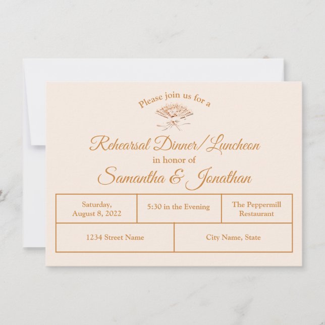 Carte De Remerciements Dîner de répétition victorien traditionnel Invitat (Devant)