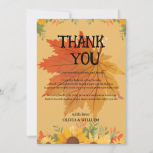Carte De Remerciements Dîner de Thanksgiving Floral Automnal