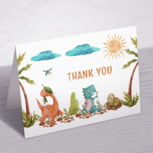 Carte De Remerciements Dino Dinosaur Rex Douche d'anniversaire