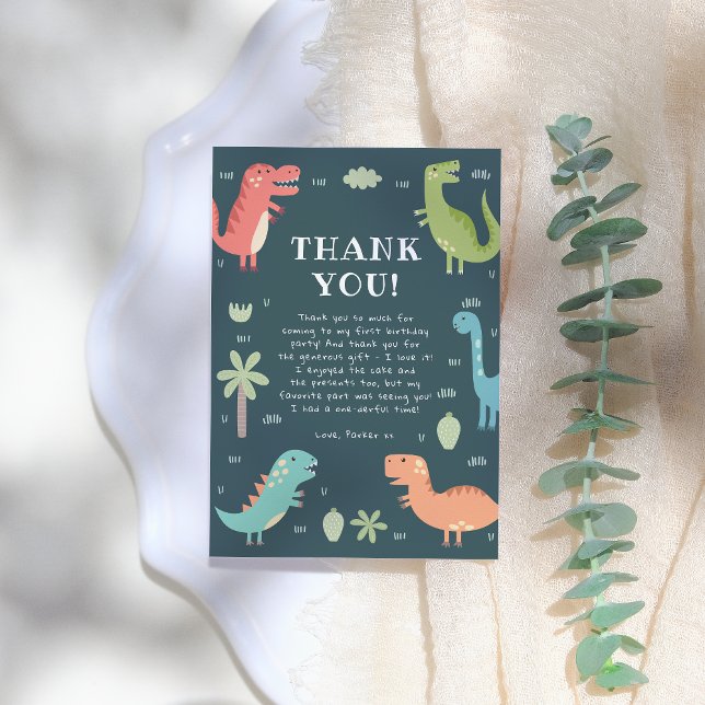 Carte De Remerciements Dino Party Cute Dinosaures Boy Birthday Party (Créateur téléchargé)