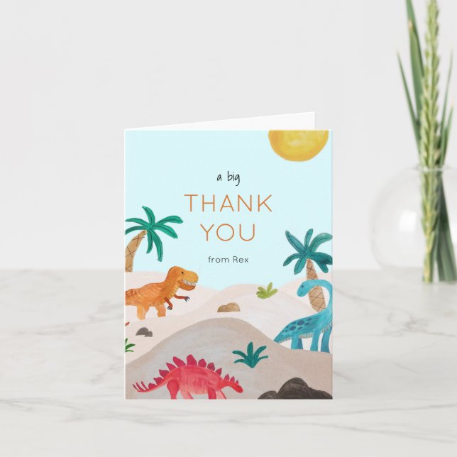 Carte De Remerciements Dinos Peints (Devant)