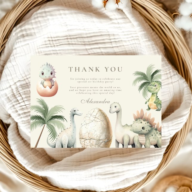 Carte De Remerciements Dinosaur 1er anniversaire fête (Créateur téléchargé)