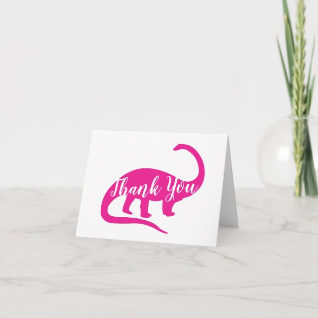 Carte De Remerciements Dinosaur Baby shower Dino Rose Girl (Devant)
