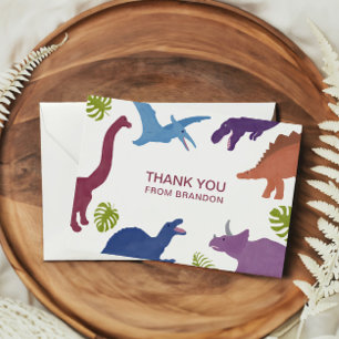 Carte De Remerciements Dinosaur Cute Dino Enfant fête d'anniversaire
