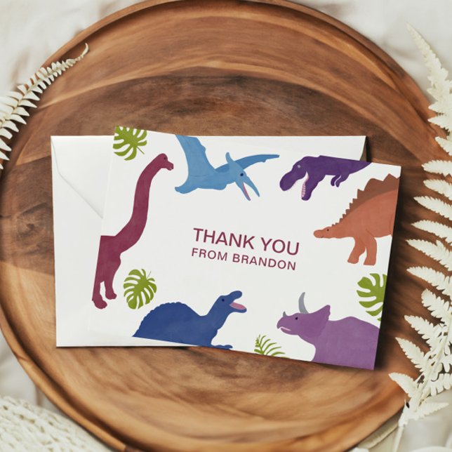 Carte De Remerciements Dinosaur Cute Dino Enfant fête d'anniversaire (Créateur téléchargé)