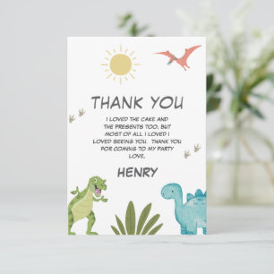 Carte De Remerciements Dinosaur fête d'anniversaire