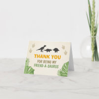 Dinosaur Thank You Card Dino Party