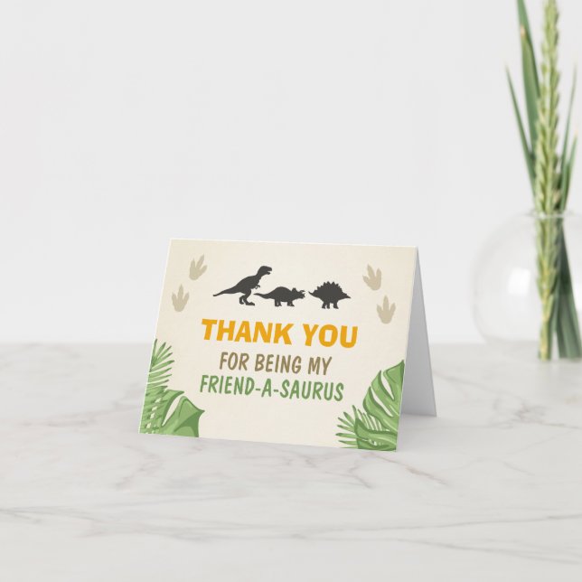 Carte De Remerciements Dinosaur Thank You Card Dino Party (Devant)