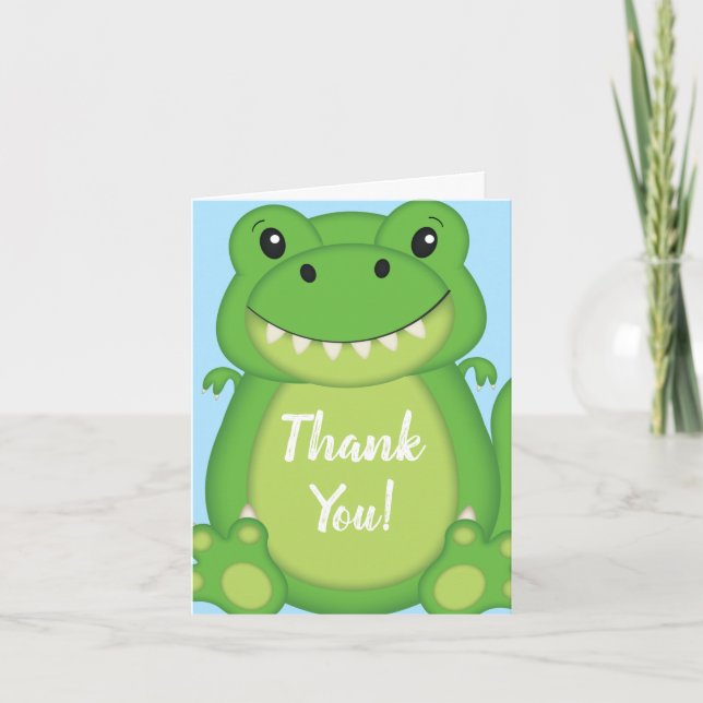 Carte De Remerciements Dinosaure Baby shower T-Rex (Devant)