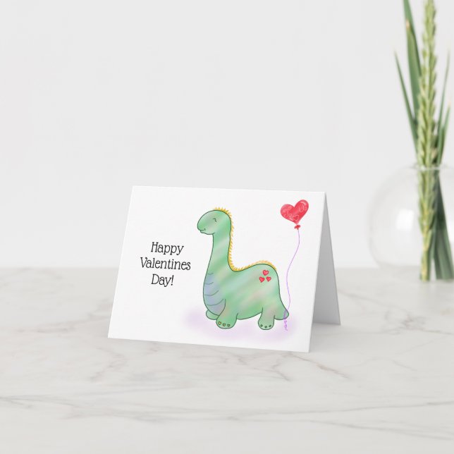 Carte De Remerciements Dinosaure de Saint Valentin avec amour Vous Ballon (Devant)