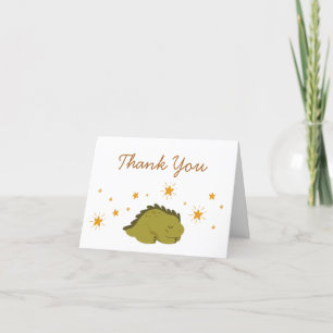 Carte De Remerciements Dinosaure vert mignon avec Baby shower des étoiles
