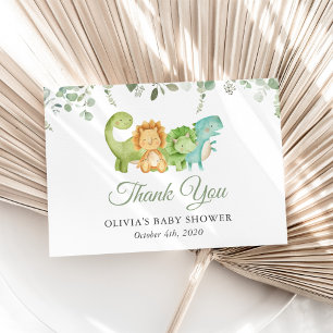 Carte De Remerciements Dinosaures mignons, T-Rex, Jurassique, Baby shower