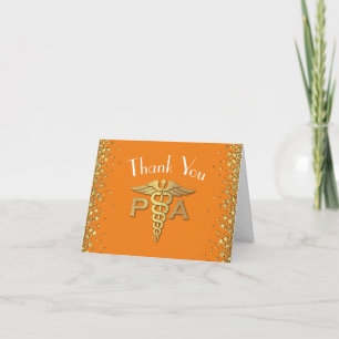 Carte De Remerciements Diplômé Assistant de Médecin AM Orange Or