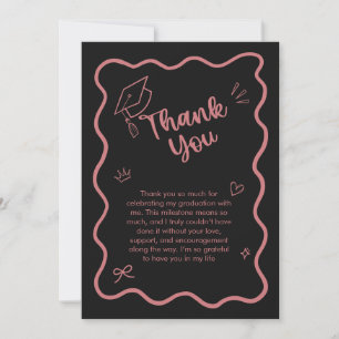 Carte De Remerciements Diplôme Bordure Ondulée Rose Mignonne Tendance
