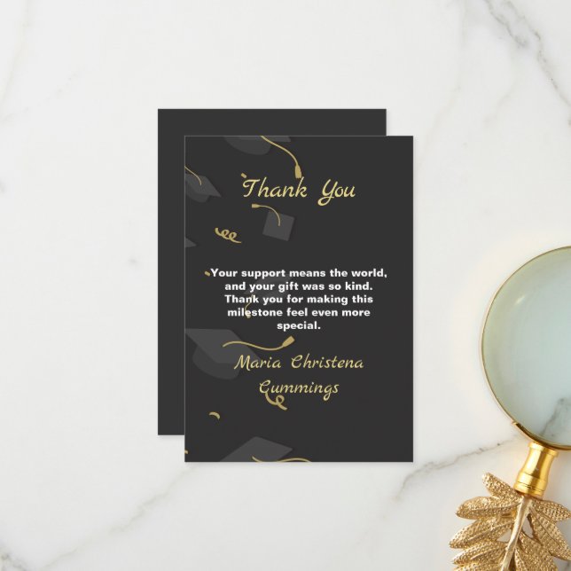 Carte De Remerciements Diplôme Cap & Confetti (Devant/Arrière en situation)