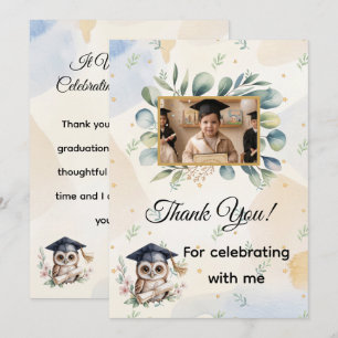 Carte De Remerciements Diplôme de fin de maternelle Chouette à l'aquarell