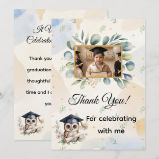 Carte De Remerciements Diplôme de fin de maternelle Chouette à l'aquarell
