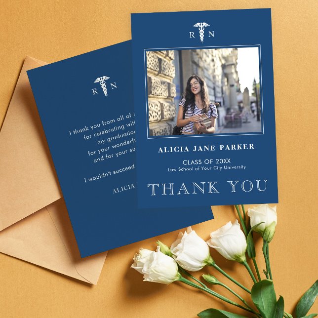 Carte De Remerciements Diplôme de l'école de soins infirmiers simple phot (Créateur téléchargé)