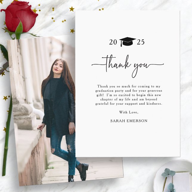 Carte De Remerciements Diplômé Élégant (Elegant Graduate Photo Thank You Card by Painted Paperie
)