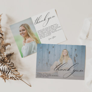 Carte De Remerciements Diplômé en Script moderne Diplôme en photo simple