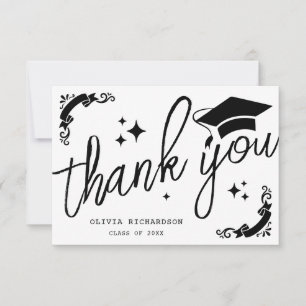 Carte De Remerciements Diplôme Personnalisé Écriture Élégante Étoiles & C