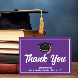 Carte De Remerciements Diplômé personnalisé Violet Blanc Graduation