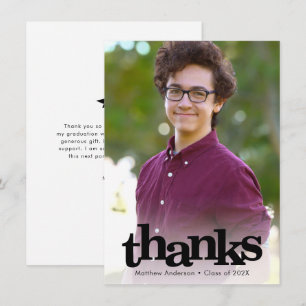 Carte De Remerciements Diplôme photo moderne simple typographie audacieus