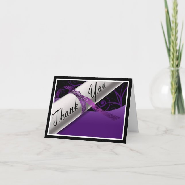 Carte De Remerciements Diplôme violet et blanc (Devant)