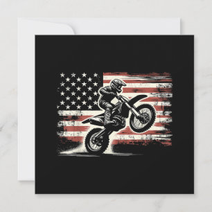 Carte De Remerciements Dirt Bike American Flag Motocross Biker Vintage US