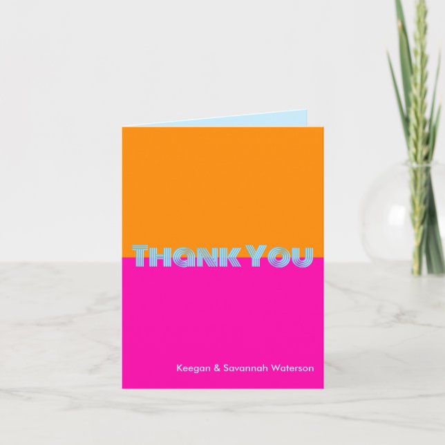 Carte De Remerciements Disco Neon Bright Fun Funky Photo (Devant)