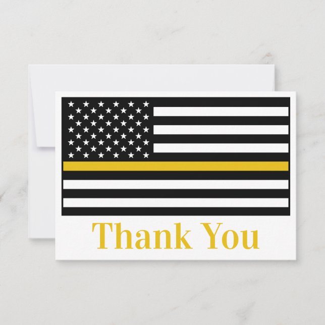 Carte De Remerciements Dispatcher 911 Police Fire Thin Gold Line (Devant)