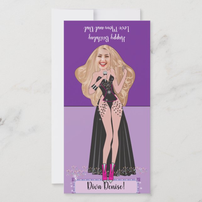 Carte De Remerciements Diva Birthday do-it-yourself pop-up Card (Devant)