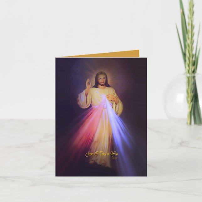 Carte De Remerciements Divine Mercy Gold avec Prière Chaplet (Devant)