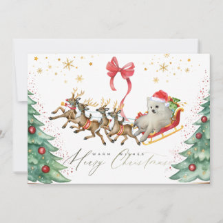 Carte De Remerciements Dog in a Sleigh Christmas Card (Flat)