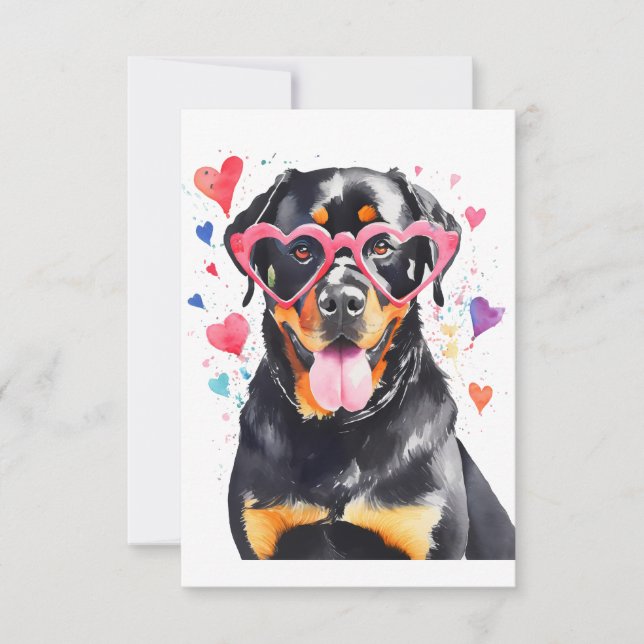 Carte De Remerciements Dog Rottweiler avec lunettes de coeur (Devant)