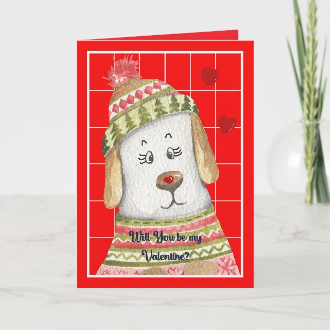 Carte De Remerciements Doggie Valentine (Devant)