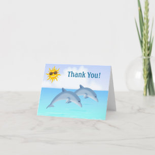 Carte De Remerciements Dolphins mignons et Sun Beach