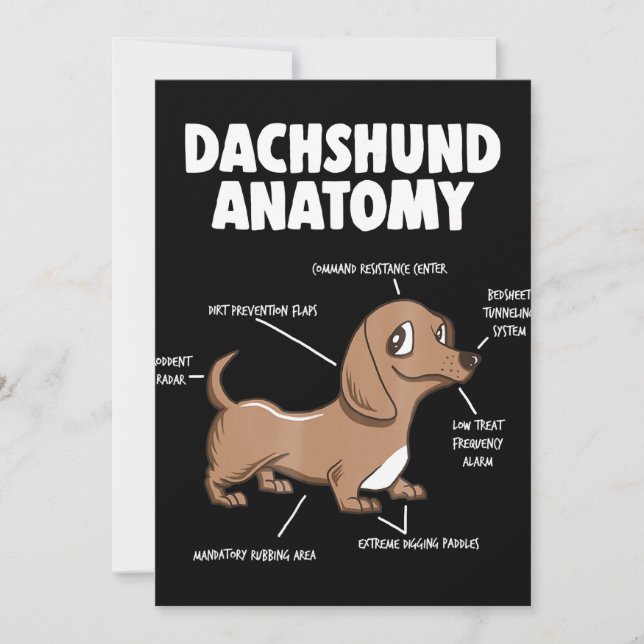 Carte De Remerciements Don de chien| Anatomie Dachshund Funny Weiner (Devant)