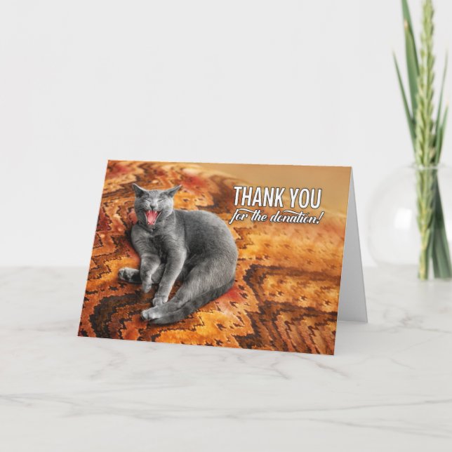 Carte De Remerciements Don Gray Chat sur un donateur Coussin (Devant)